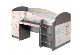 Кровать-чердак Алиса с выкатным столом